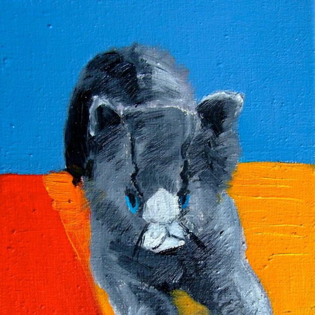 THE NEOPLASTIC CAT, oil/canvas, 24/18 cm
