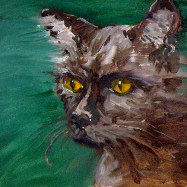 CAT-DOG, oil/canvas, 46/61 cm